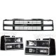Chevy 3500 Pickup 1994-1998 Black Grille and Projector Headlights Set
