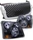 Chevy Avalanche 2003-2006 Chrome Trim Black Round Hole Grille and Headlight Conversion Kit