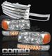 GMC Sierra 2003-2006 Chrome Grille and Clear Euro Headlights Set
