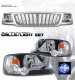 Ford F150 1999-2003 Chrome Vertical Grille and Black Euro Headlights Set