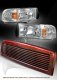 Dodge Ram 1994-2001 Red Billet Grille and Clear Euro Headlights Set