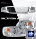 Ford F150 1999-2003 Chrome Mesh Grille and Clear Euro Headlights Set