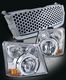 Chevy Avalanche 2003-2006 Chrome Round Hole Mesh Grille and Headlight Conversion Kit
