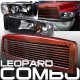 Dodge Ram 1994-2001 Red Billet Grille and Black Euro Headlights Set