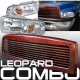 Dodge Ram 1994-2001 Red Billet Grille and Clear Euro Headlights Set
