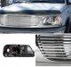 Ford Expedition 1999-2002 Chrome Billet Style Grille and Black Euro Headlights Set