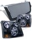 Chevy Avalanche 2003-2006 Silver Mesh Grille and Black Headlight Conversion Kit