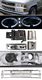 Chevy Tahoe 1995-1999 Chrome Grille and Clear Halo Projector Headlights Set