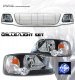 Ford Expedition 1997-1998 Chrome Billet Style Grille and Black Euro Headlights Set
