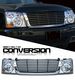 Chevy Avalanche 2003-2006 Chrome Trim Black Billet Grill and Clear Headlight Conversion Kit