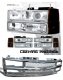 Chevy 3500 Pickup 1994-1998 Chrome Mesh Grille and Clear Projector Headlights