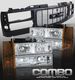 GMC Yukon 1994-1999 Black Grille and Clear Euro Headlights Set