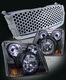Chevy Silverado 2003-2005 Chrome Round Hole Mesh Grille and Black Headlight Conversion Kit