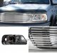 Ford F150 1997-1998 Chrome Billet Grille and Clear Euro Headlights Set