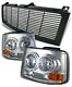 Chevy Suburban 2000-2006 Black Billet Grille and Chrome Headlight Conversion Kit