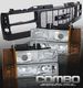 GMC Sierra 1994-1998 Black Grille and Clear Projector Headlights Set