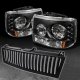 Chevy Tahoe 2000-2006 Black Vertical Grille and Headlights with LED