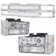 Chevy 2500 Pickup 1994-1998 Chrome Mesh Grille and Projector Headlights