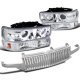 Chevy Tahoe 2000-2006 Chrome Vertical Grille and Halo Projector Headlights Set