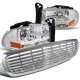 Dodge Dakota 1997-2004 Chrome Grille and Headlights LED DRL