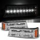 Chevy Silverado 2500 2003-2004 Chrome Mesh Grille and Halo Headlights LED Bumper Lights