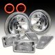 Jeep Wrangler 1997-2006 Headlights Red Halo and Clear Bumper Lights Side Marker