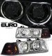 BMW E36 Sedan 3 Series 1992-1998 Clear Dual Halo Euro Headlights and Corner Lights Set