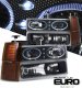 Chevy Suburban 1994-1999 Black Halo Projector Headlights and Bumper Lights Set