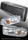 Dodge Ram 1994-2001 Black Billet Grille and Clear Euro Headlights Set