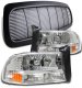 Dodge Dakota 1997-2004 Black Billet Grille and Clear Euro Headlights Set