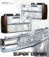 GMC Yukon 1994-1999 Chrome Grille and Clear Euro Headlights Set