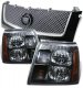 Cadillac Escalade 2002 Black Mesh Grille and Euro Headlights Sets