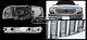 GMC Sierra 2003-2006 Chrome Vertical Grille and Clear Euro Headlights Set