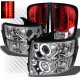 Chevy Silverado 3500HD 2007-2014 Chrome CCFL Halo Headlights and Red Clear LED Tail Lights