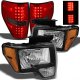 Ford F150 2009-2014 Black Headlights and Red Smoked LED Tail Lights