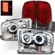 Ford F250 Super Duty 1999-2004 Chrome CCFL Halo Headlights and Red Smoked LED Tail Lights