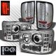GMC Sierra 2500HD 2007-2014 Chrome Halo Projector Headlights and LED Tail Lights