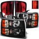 Chevy Silverado 2007-2013 Black Headlights and Red Clear LED Tail Lights