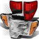 Ford F150 2009-2014 Chrome Headlights and Red Smoked LED Tail Lights