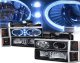 Chevy 1500 Pickup 1994-1998 Black Halo Projector Headlights and Corner Lights