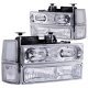 Chevy 1500 Pickup 1994-1998 Clear Halo Euro Headlights and Bumper Lights