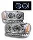 GMC Sierra 2500HD 2001-2006 Halo Headlights and LED Bumper Lights Chrome
